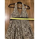 Kay Unger  Halter Plunge Neck silk lace Maxi Dress gown Black gold Whimsigoth 6 Photo 3