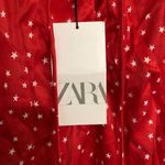 ZARA NWT Women's ‎ Red Lace Up Satin Effect Star Print Bodysuit Size Medium Photo 4