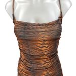 Polly Black Brown Tiger Animal Print Sleeveless Cami Tank Mini Bodycon Dress 2 Photo 2