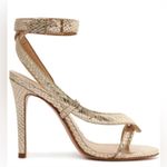 NWT Schultz COURTNEY Metallic Gold Leather snake print peep shoes heels pumps 7B Size 7 Photo 1