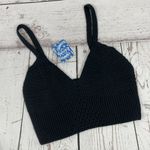 Free People Intimately Crochet Bralette Small You Wanna Brami V-Neck Black Boho Photo 2