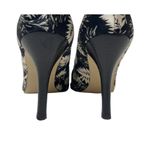 Nine West  Freda Black Ivory Palm Leaf Print Pumps Heels Shoes Pointy Toe Work 7M Photo 7