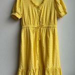 Nanette Lepore Eyelet Summer Yellow Button Front Flirty Feminine Dress Sz Small Photo 1