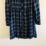 ZARA Navy Gold Plaid Shirt Dress - S Photo 7