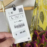 ZARA NWT Printed Chiffon Open Back Halter Top in Pink/Orange Size L Photo 9