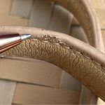 Longaberger Basket Woven Leather Shoulder Bag Stairstep Weave Caramel Photo 10