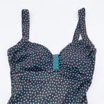 Maxine of Hollywood One Piece Swimsuit Skirt Front Brown Blue Polka Dot Size 10 Photo 2