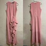 Parker Black Pink Madeline Ruffle high neckline sheath sleeveless maxi Gown 6 Photo 1