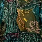 Cache Luxe Womens Cape Sleeve Top Size S Boho Multicolor Sheer LIned Sequin Green Photo 8