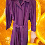 Maggie Barnes Purple Button Up Trench Coat with Belt and Zip‎ in Lining Size 18W Photo 0