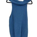 Free People  Sweater Womens Medium Turtleneck Sleeveless Blue Rib Knit FP Beach Photo 0