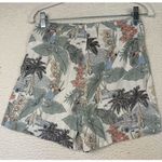 Artisan NY ‎ Shorts Womens 4 Tropical Linen High Waist Tie Waist Hawaiian Print Photo 3