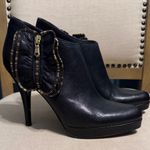 Juicy Couture  Black Ankle Booties with Gold Accents, Size 10M Photo 0