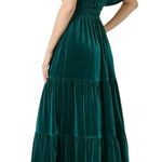 Faeriesty Elegant Green Velvet Maxi Tiered A Line Plus Size Dress Photo 1