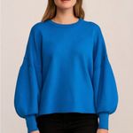Oat Sweater Blue Small Balloon Sleeves Round Neck Long Sleeve Viscose Blend Photo 0