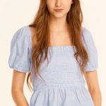 J.Crew  Squareneck Smocked Cotton Voile Top in Gingham Size Small Photo 0