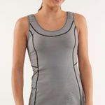 Lululemon  | Women's Gray Striped Ruched Athletic Pocket Tank Top Photo 0