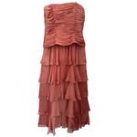 Cachet salmon Strapless Ruched Tiered Cocktail Dress Size 8 Photo 1