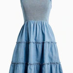 J.Crew cotton denim smocked ruffle sleeve dress size xs Blue Photo 0