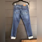 Karl Lagerfeld  PARIS Women’s Dark Wash Denim Jeans Cuff Side Fringe Sz 4 EUC Photo 5