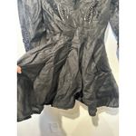 Maje  Black Linen Blend Openwork Embroidered Puff Sleeves Mini Dress Size 38 Photo 8