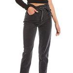 Gianni Bini NWT black denim straight leg high waisted belted paper bag cropped Photo 0