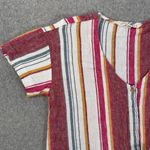 Vanilla Star Jeans Vanilla Star Linen Blend Knotted Top Women's Large Striped Short Sleeve V-Neck Photo 1