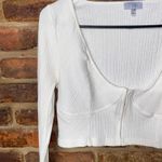 Tobi  White Long Sleeve Lift My Spirits Hook & eye Crop Top Women's Size Large Photo 3