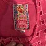 Johnny Was  Pink Embroidered Cutwork Tunic Top Size M‎ Boho Floral Eyelet Resort Photo 4