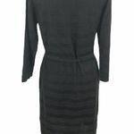 R & K Striped Belted Knit Sweater Dress Black Medium Photo 1