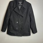 New York & Company Black Wool Blend Pea Coat Womens Size 10 Double Breasted‎ Photo 3