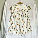 Japna  | Pineapple Print Sleeveless Tie Front Top Sz L Photo 3