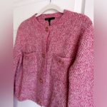 Maje ‎ Knit Cardigan with Shiny Finish- Pink Photo 4