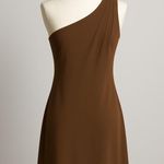 Susana Monaco Sold At Revolve Brown One-Shoulder Pleated A-Line Dress – Small Photo 0