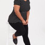 Torrid  Black and White Stripe Peplum Ponte Crew Neck Top Photo 6