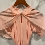 Gorgeous peach boho maxi ruffle collar cold shoulder drapey belted beach dress Orange Size M Photo 9