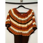 GABRIEL NEW YORK Womens Striped Poncho Sweater Knit Orange Brown Cream Medium Size undefined Photo 4