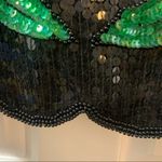 VTG Stenay Black Sequin Floral Scalloped Edge Blouse M Size M Photo 8