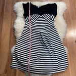 Papaya  Black & White Striped Fit & Flare Sleeveless Boat Neck Dress Sz M Photo 5
