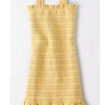 American Eagle LINEN Smocked Dress Ruffle Tank XLARGE Yellow NWT Photo 3