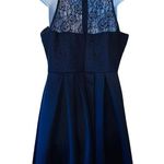AQUA  Navy blue with lace over lay fit and flare dress Photo 2