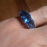 Simulated Blue Diamond Five Stone Stainless Steel Ring (Size 6) Photo 2