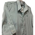 Ralph Lauren NWT  Stretch Slim Fit Teal Striped Oxford Short Sleeve Shirt 14 $148 Photo 2
