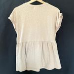 Hudson Bay light beige peach short sleeved shirt ruffle detail women's size S Photo 5