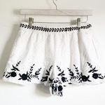 ZARA  White Eyelet Floral Embroidered Casual Shorts Boho Prairie sz Med Photo 0