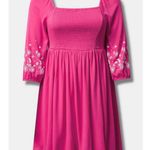 Torrid Pink Smocked Bodice Crinkle Skirt Mini Dress Sz.1 Photo 3