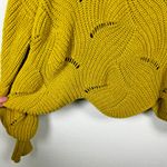 Forever 21 Forever 21 Mustard Yellow Bubble-Knit Cropped Sweater Drop-Stitch Sleeves Small Photo 4