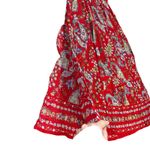 Bila Red Paisley Maxi Skirt Women's Size S Smocked Waist Tiered Floral Boho Photo 2