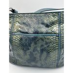 Brighton  Snakeskin‎ Leather Crossbody Bag Silver Hardware Green Blue Hobo Purse Photo 7