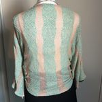 Black Bead  Women’s Tie Front Striped Knit Kimono Inspired Cardigan Shrug Sweater Photo 4